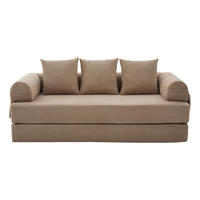 SCHLAFSOFA 200/94/67 cm khaki mit Seitentaschen plus und 3 Kissen - Sandfarben, Textil (200/67/94cm) - Oxeza