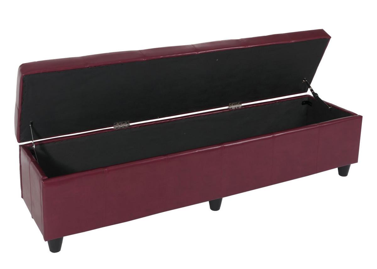 SITZBANK mit Aufbewahrung Lars XXL 45x180x45cm Creme Leder + Kunstleder - Rot, Kunststoff (180/45/45cm) - BERLINLODGE