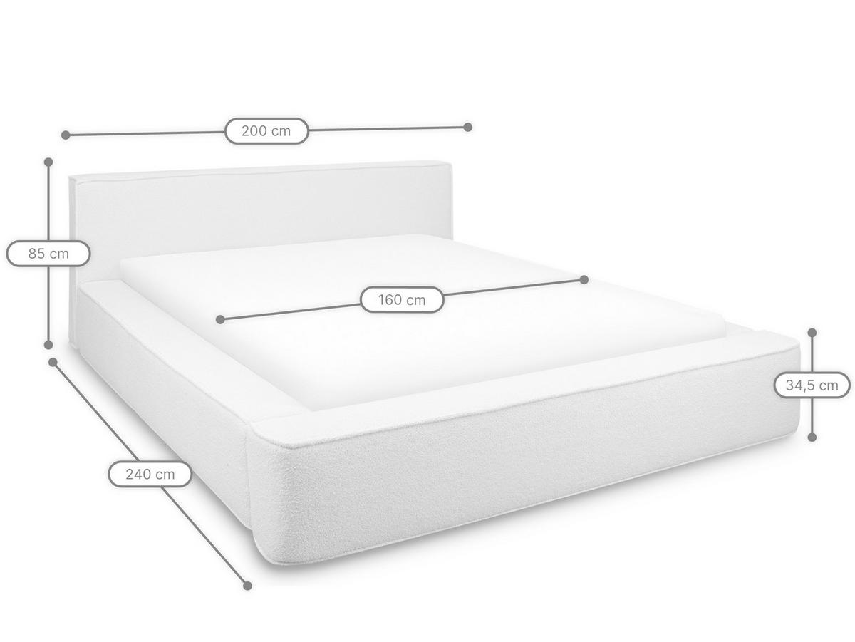 POLSTERBETT Melo Hellbeige 160/200 cm Boucle mit Bettkasten - Beige, Textil/Metall (160/200cm) - wonello