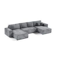 ECKSOFA mit Schlaffunktion Grau Anthrazit - Dunkelgrau, Textil (398/185cm) - Furnisell