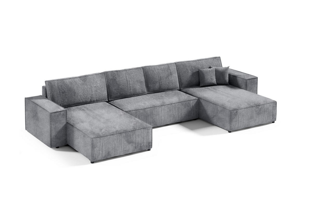 ECKSOFA mit Schlaffunktion Grau Anthrazit - Dunkelgrau, Textil (398/185cm) - Furnisell