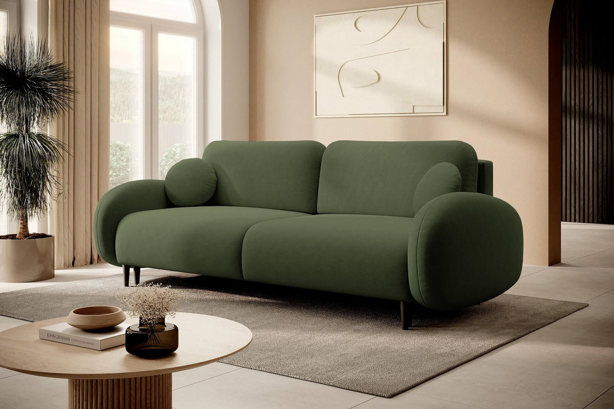SOFA Dunkelgrün SOFTI Schlafsofa - Grün, Textil (232/95/109cm) - Sepro Meble