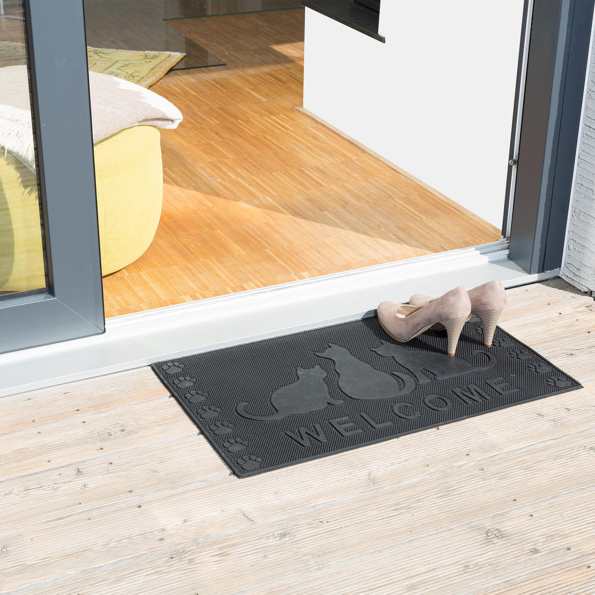 FUSSMATTE - Schwarz, Kunststoff (75/45cm) - Relaxdays