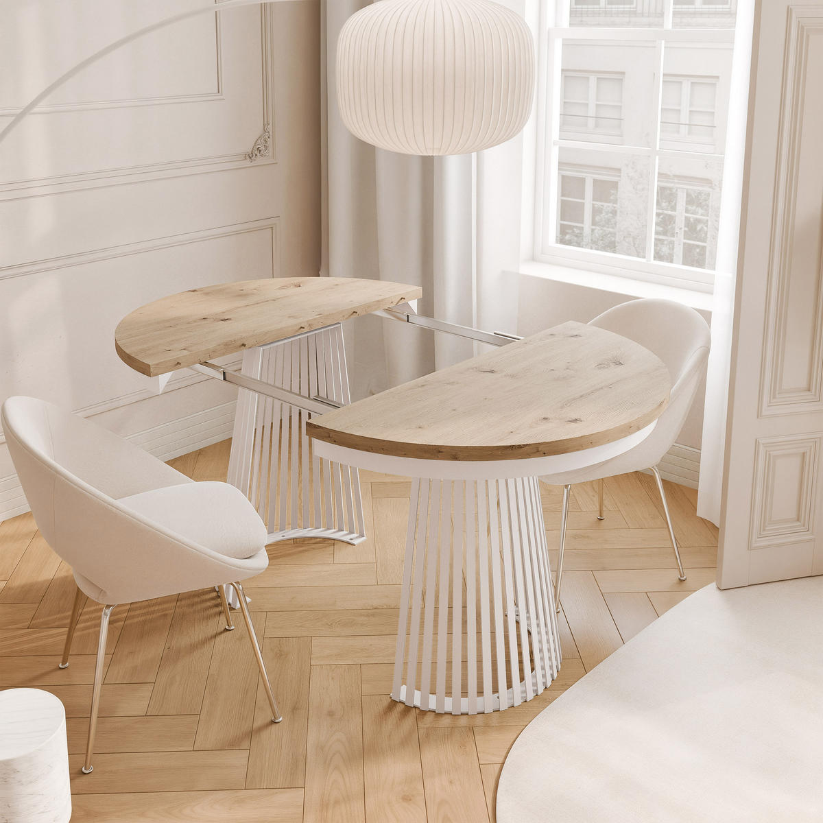 AUSZIEHTISCH AUREA 100-180/75 cm, Weiß / Artisan-Eiche - Weiß/Eiche Artisan, Holzwerkstoff/Metall (100/100/75cm) - Idohome