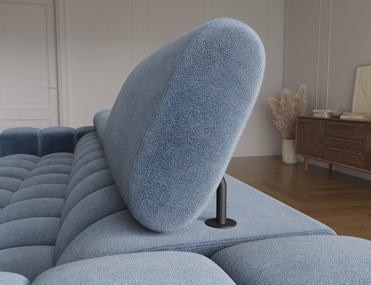 ECKSOFA Neviro R - Anthracite (Aura 40) - Blaugrau, Holzwerkstoff (285/181cm) - Möblo