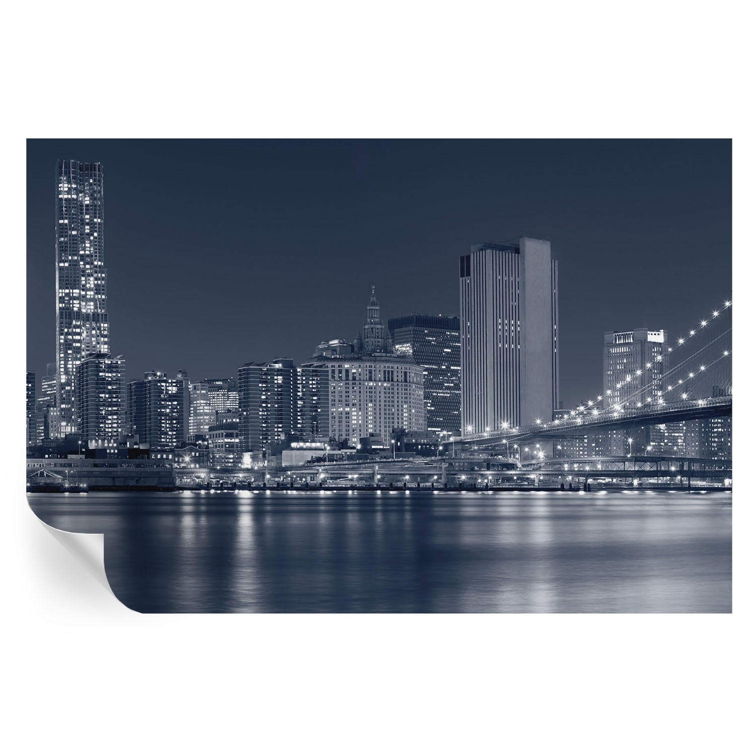 FOTOTAPETE 104x70 cm - Nachtstadt - Schwarz, Textil (104/70cm) - Wallfluent