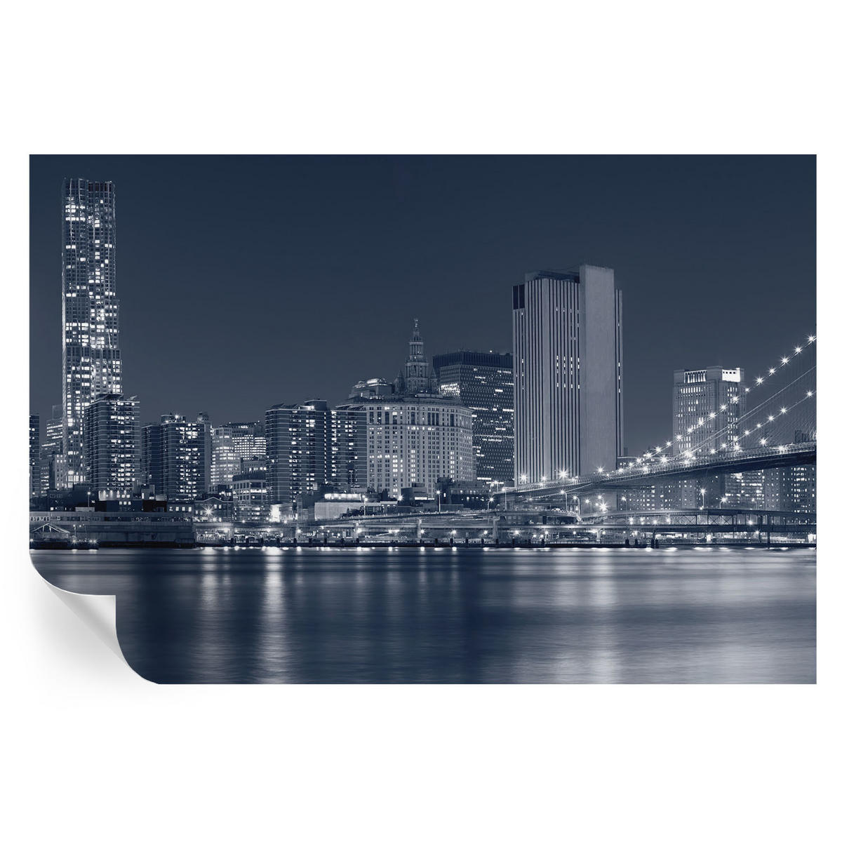 FOTOTAPETE 104x70 cm - Nachtstadt - Schwarz, Textil (104/70cm) - Wallfluent