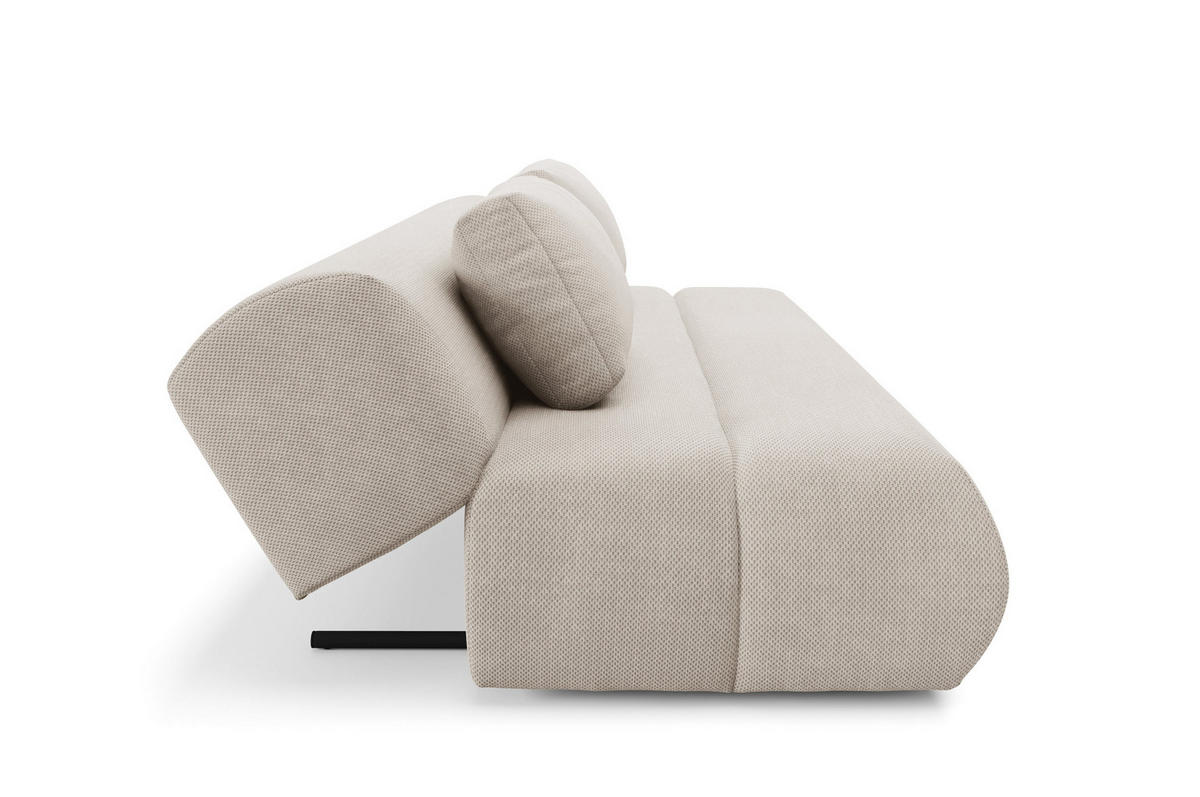 BETTSOFA ATOMO Beige Velours-Stoff mit Schlaffunktion - Beige, Holz (217/82/134cm) - MASSENO