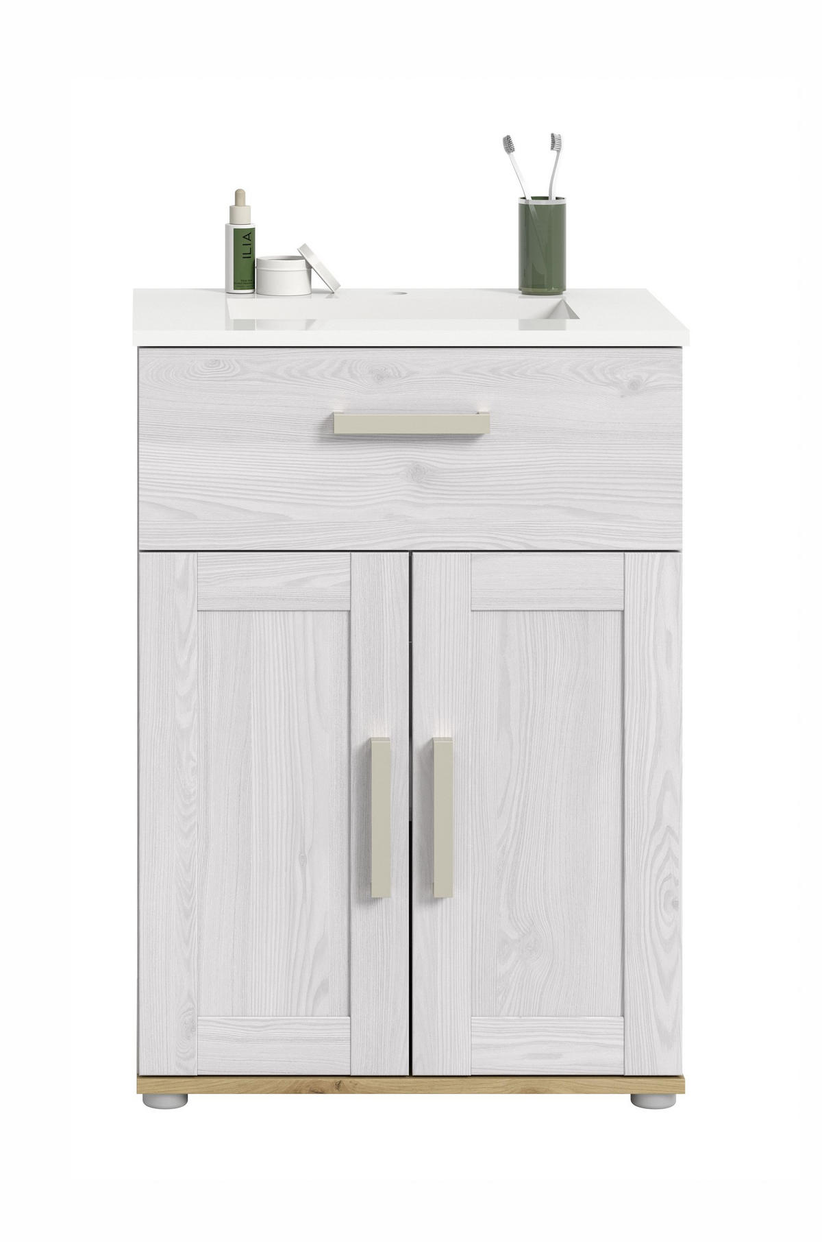 WASCHTISCH inkl. Waschbecken VERONA (B/H/T: ca. 60/82/46 cm) in Sibiu Lärche Nachbildung/Sibiu Lärche Nachbildung - Lärchefarben, Holzwerkstoff (60/82/46cm) - Homes & Jones