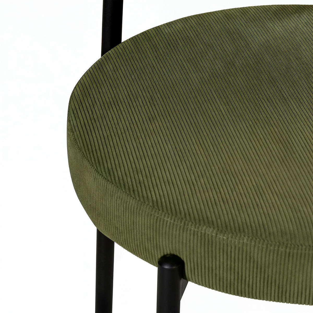 BARHOCKER 2er-Set Iris modernen aus khakifarbenem Cord, 65 cm - Schwarz/Grün, Textil/Metall (53.5/96/49.5cm) - Sicaan