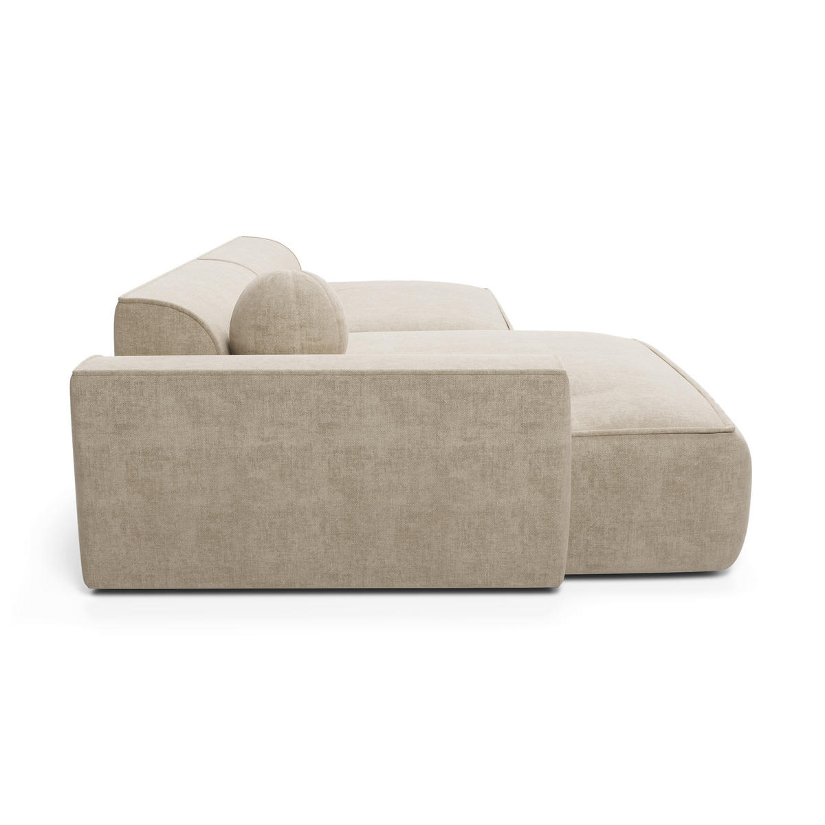 ECKSOFA LINKS Samt Creme 260cm - Creme, Textil (155/260cm) - Sia Home