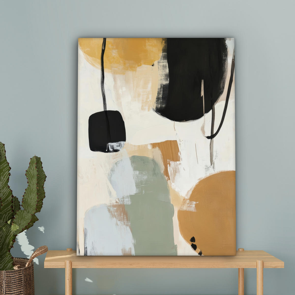 LEINWANDBILD Farbe - Abstrakt - Farben 60x80 cm - Currygelb, Textil (60/80cm) - MuchoWow