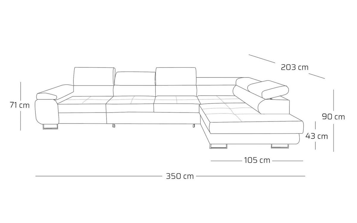 ECKSOFA WILD MAXI Rechts Grau - Grau, Holz (203/350cm) - Muffo