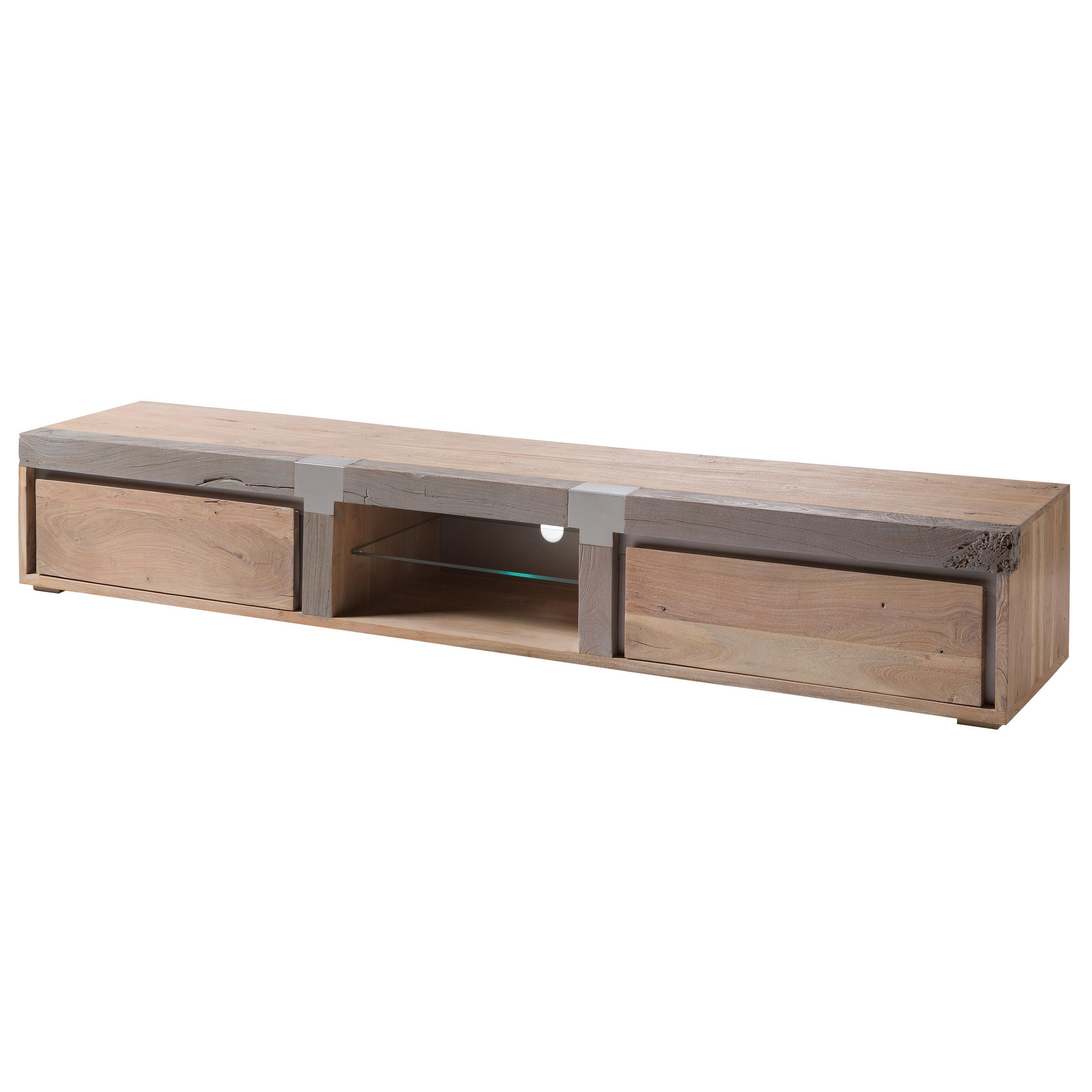TV-BOARD Akazie 240x48x39 beige lackiert Amsterdam #104 - Beige, Holz (240/39/48cm) - Massivmoebel24