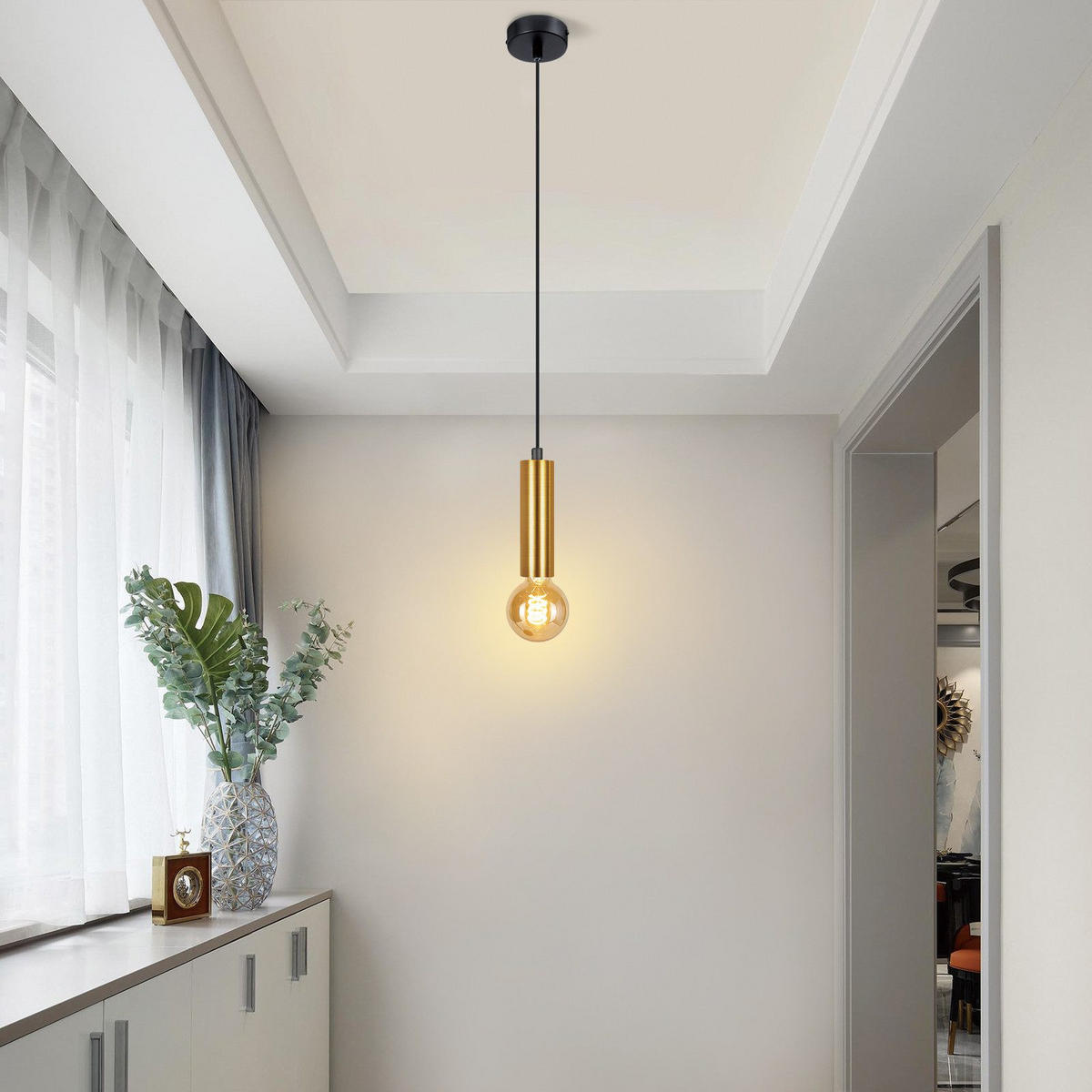 KRONLEUCHTER Hellebrandar 8.0/8.0/139.69 cm - Schwarz, Metall (139.69/8/8cm) - ZMH