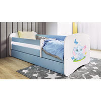 KINDERBETT Elefant 80x180 cm mit Schublade, Rausfallschutz & Lattenrost, Blau - Blau, Holzwerkstoff (80/180cm) - RAUMHIRSCH FURNITURE