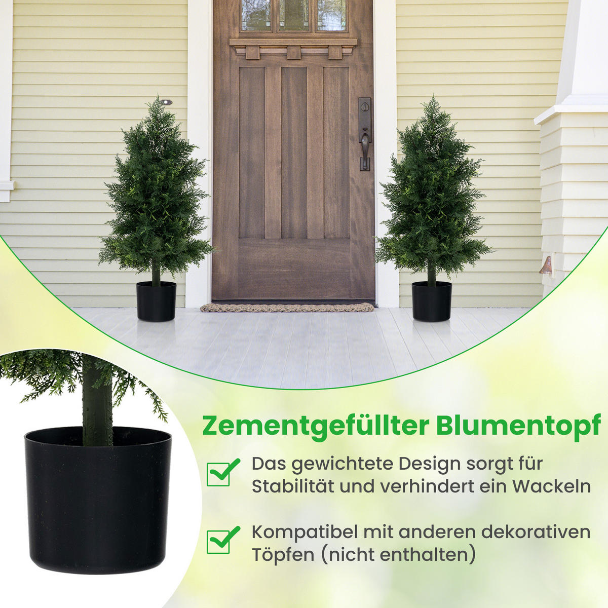 KUNSTPFLANZE Grün - Grün, Kunststoff (80cm) - COSTWAY