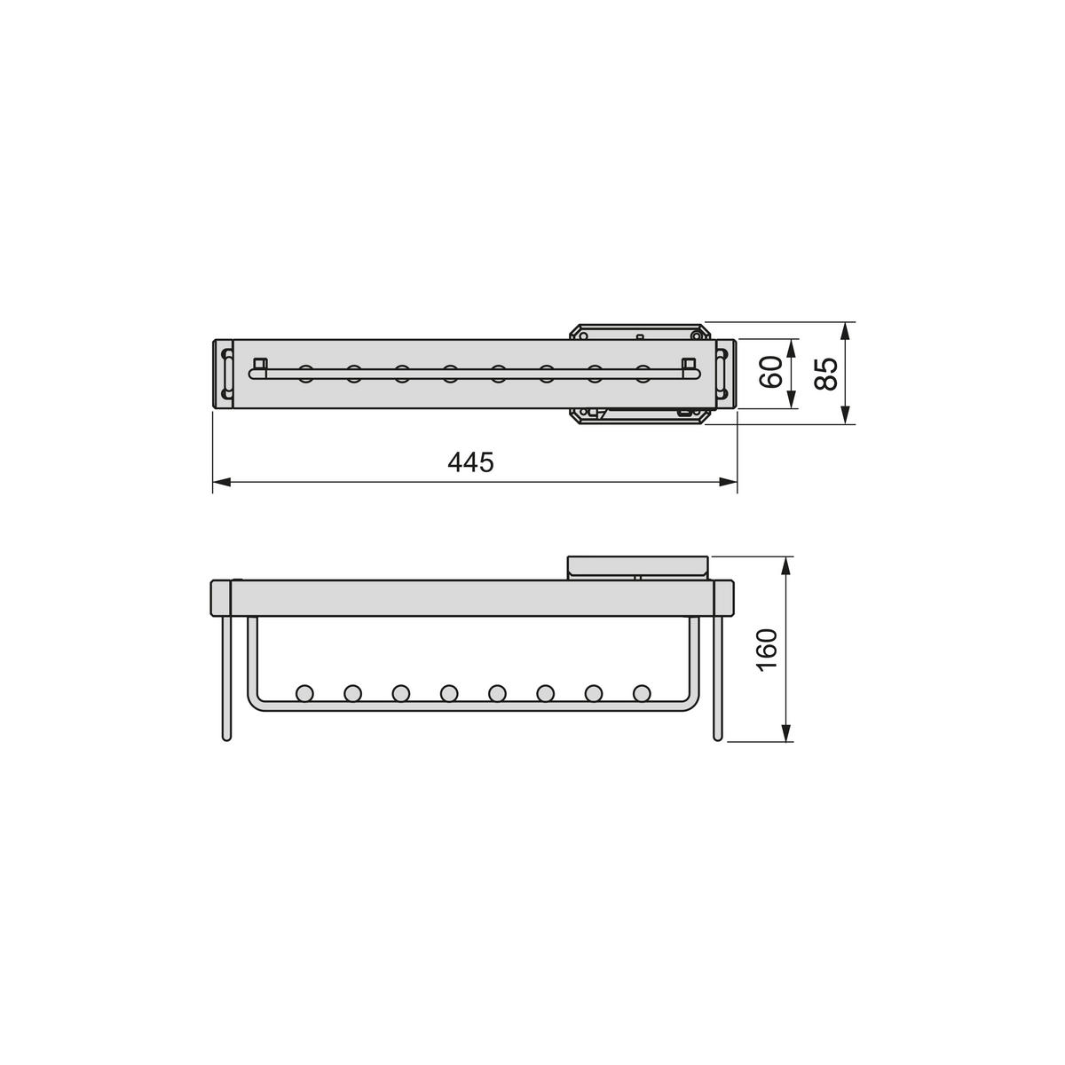 KLEIDERSTANGE ausziehbar Quartz für Schränke, Kunststoff und Aluminium, Titanium - Titanfarben, Kunststoff (44.5cm) - EMUCA