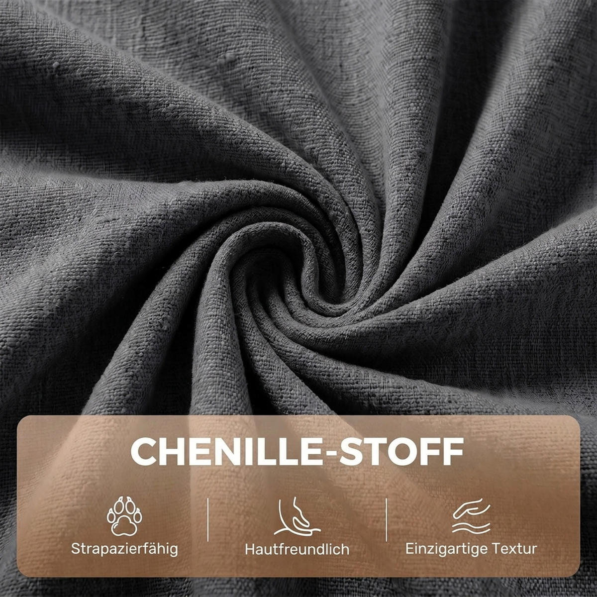 RELAXSESSEL Chenille Dunkelgrau - Dunkelgrau/Schwarz, Holzwerkstoff/Textil (97/104/97cm) - HOMCOM