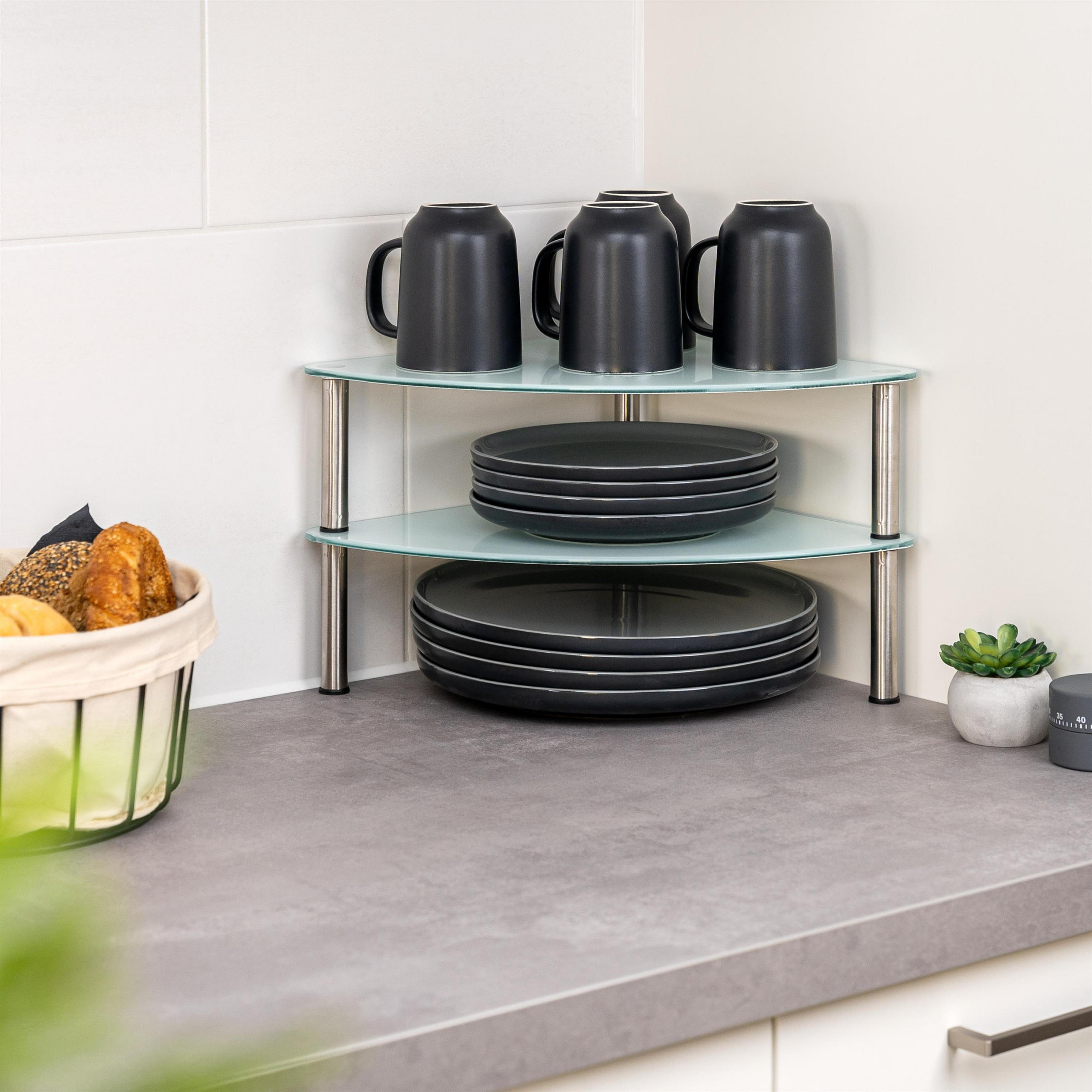 ECKREGAL, Glas, Edelstahl, weiß - Weiß, Glas (28/21/28cm) - bremermann