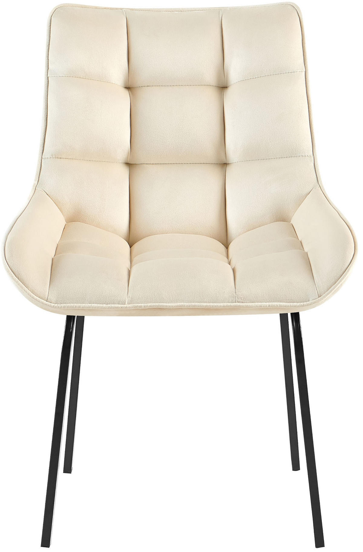 STUHL 2er Set Samt Creme - Creme/Schwarz, Textil/Metall (58/84/57cm) - CLP