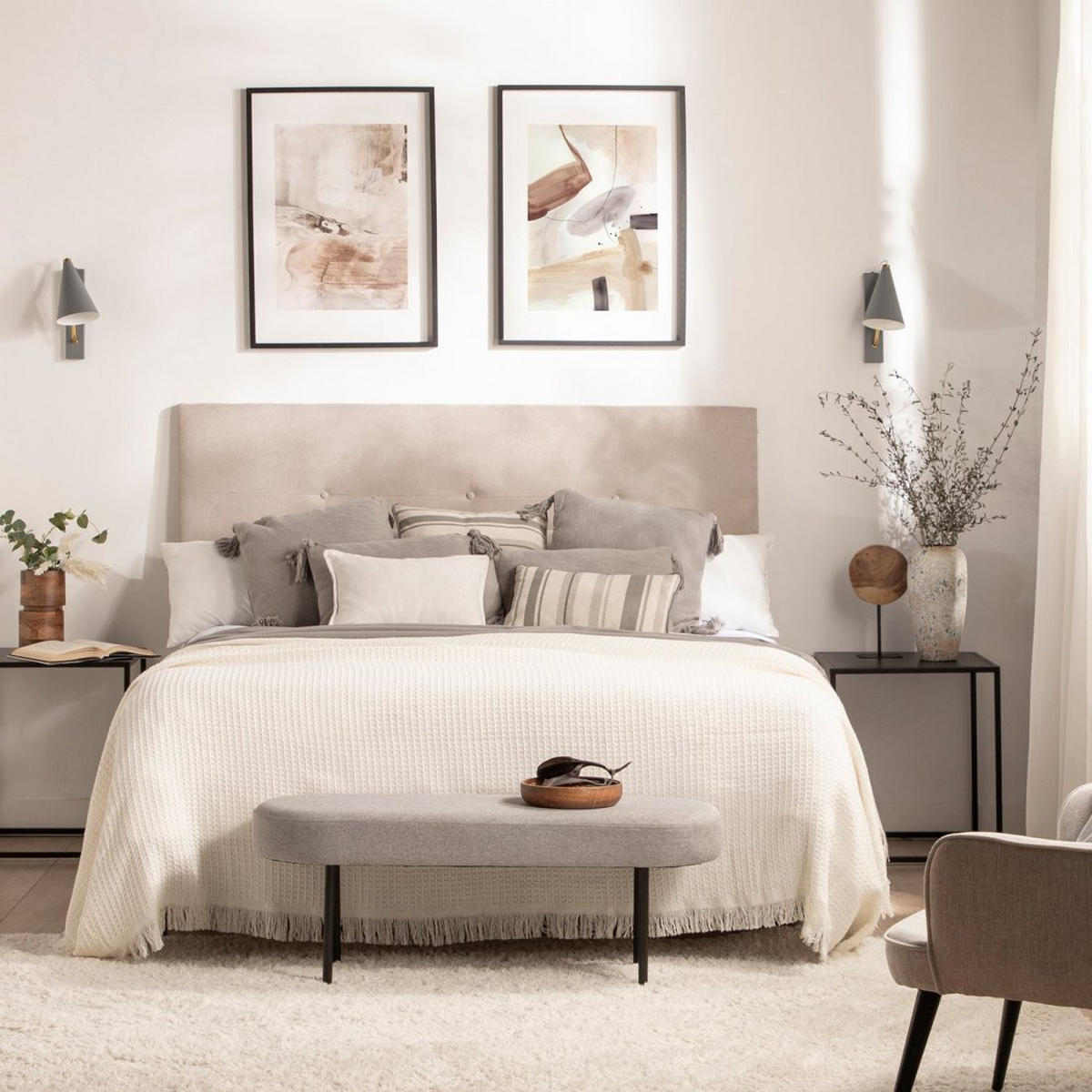 BANK Mena Grau 97 cm x 38 cm - Grau, Textil (97/38/35cm)