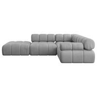 ECKSOFA modulares Sofa Felto-L1 - 285x190x70 cm Hellgrau Velours - Hellgrau, Holzwerkstoff/Textil (285/190cm) - ALTDECOR