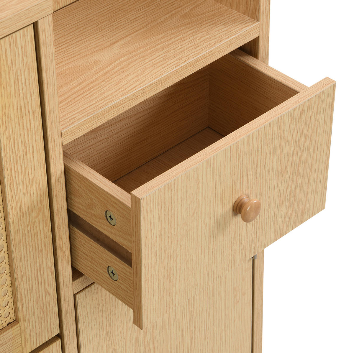 SCHUHSCHRANK mit 3 Klappen und 1 Schublade 90 x 125 x 17 cm Natur - Naturfarben, Holz (17/125/90cm) - Beauniv