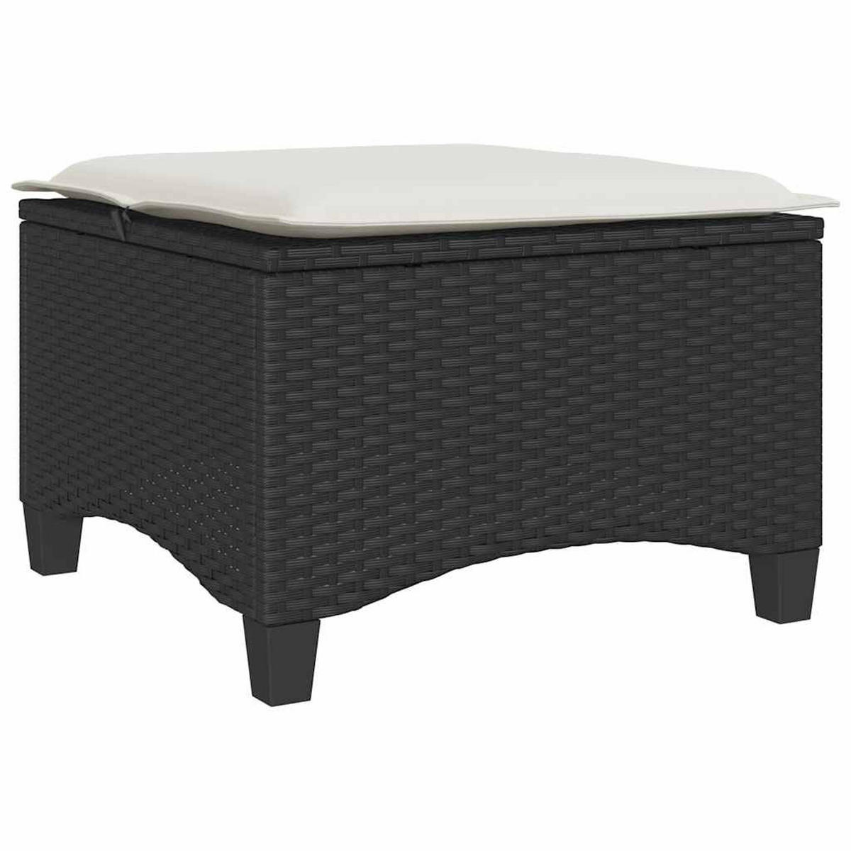 GARTENHOCKER Mit Kissen 2 Stk. Schwarz 55/55/36 Cm Poly Rattan - Creme, Kunststoff (55/36/55cm) - vidaXL