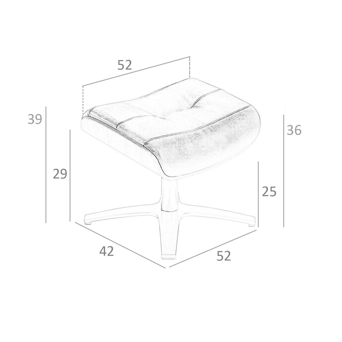 FUSSBANK Hocker aus schokoladenbraunem Leder 52/42/39 cm - Kastanienfarben/Dunkelgrau, Leder/Metall (52/39/42cm) - ANGEL CERDA