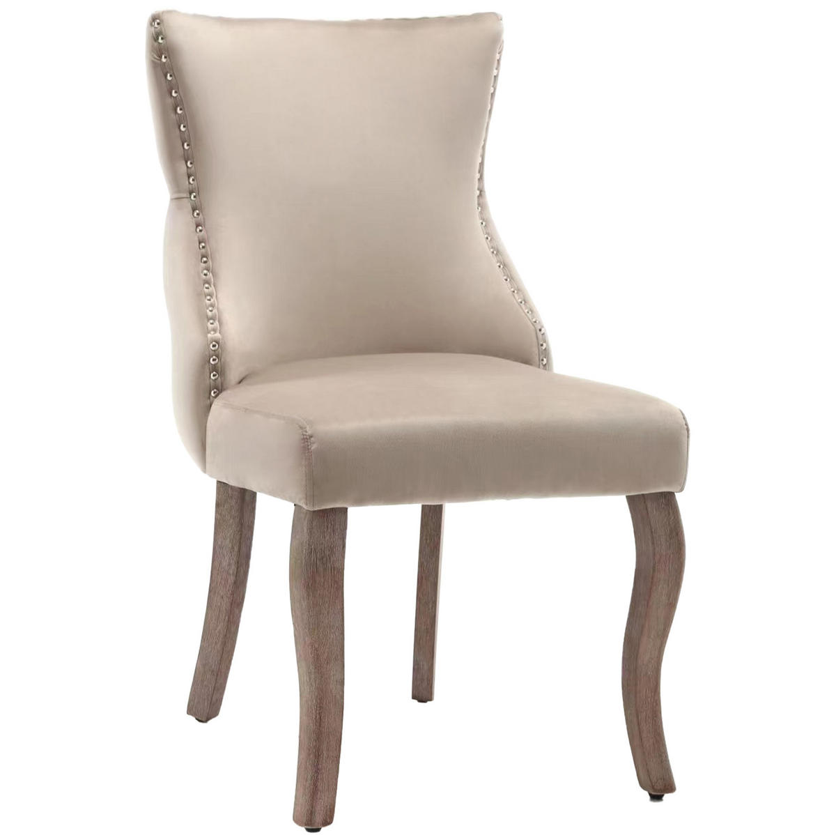 ESSZIMMERSTUHL mit Knopfsteppung Samt Beige - Beige, Holz (45/91/50.2cm) - Meubliv