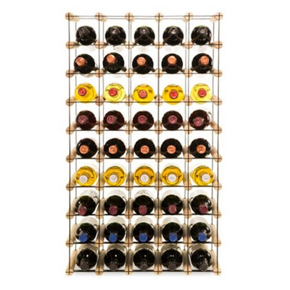 WEINREGAL Vinotega Mod Metal 92,5x52,5x24,5 cm 5x9 Flaschen Massives Kiefernholz Natur - Naturfarben, Holz (52.5/92.5/24.5cm) - PROREGAL
