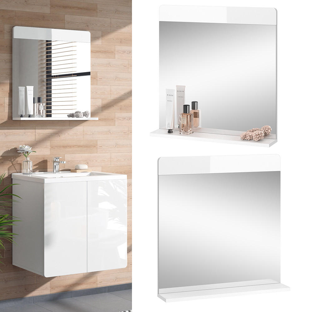 BADEZIMMERSPIEGEL Izan Weiß Hochglanz 60 x 62 cm - Weiß, Glas (60/62/12cm) - Vicco