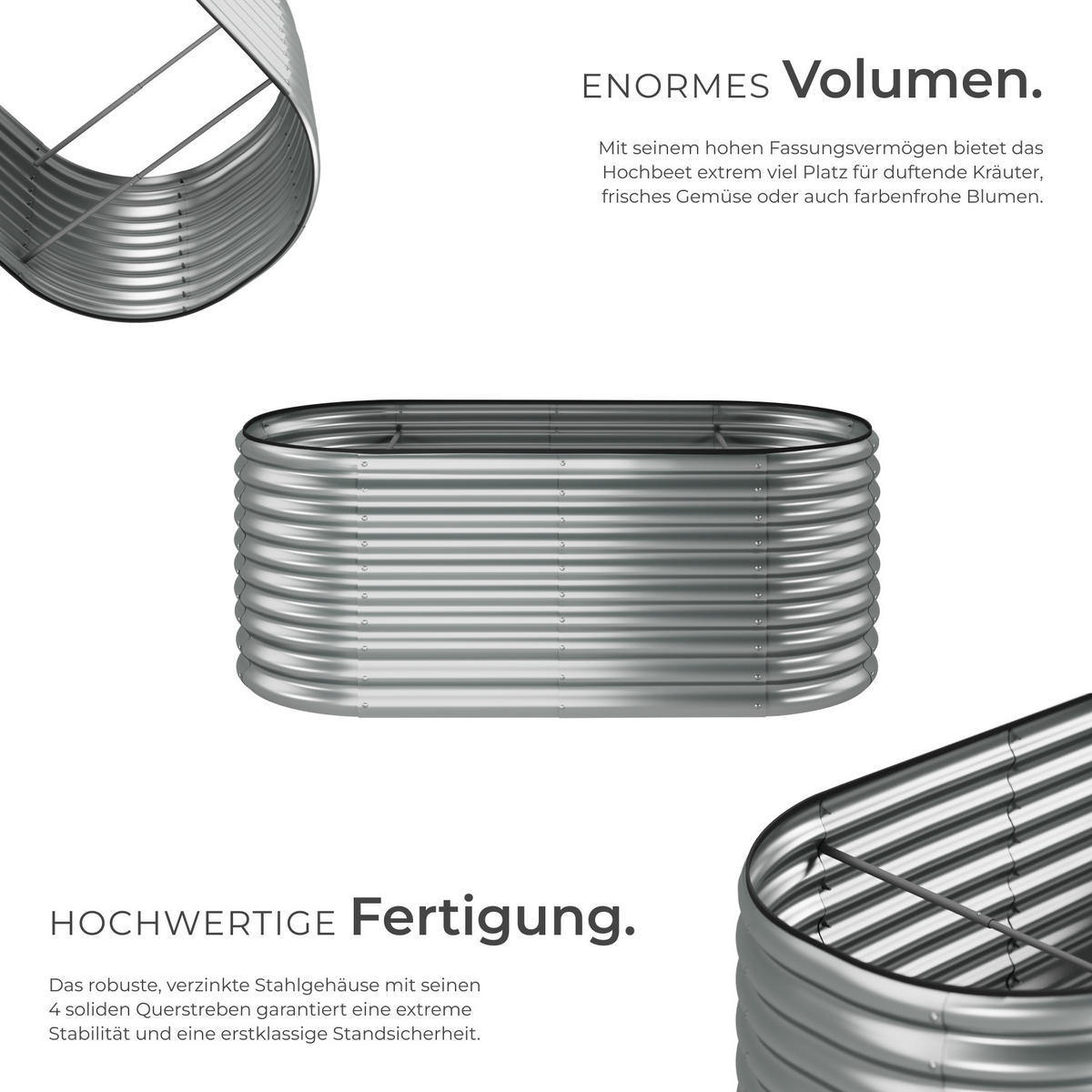 HOCHBEET Flormma,200 x 100 x 80 cm,silber - Silberfarben, Metall (200/80/100cm) - tectake