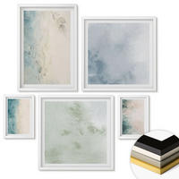 WANDBILDER 5er-Set - 50x50 cm & 20x30 cm & 40x60 cm Weißer Rahmen - Aquarell-Leinwandstil - Weiß, Kunststoff (40/60cm) - ArtPrintCave