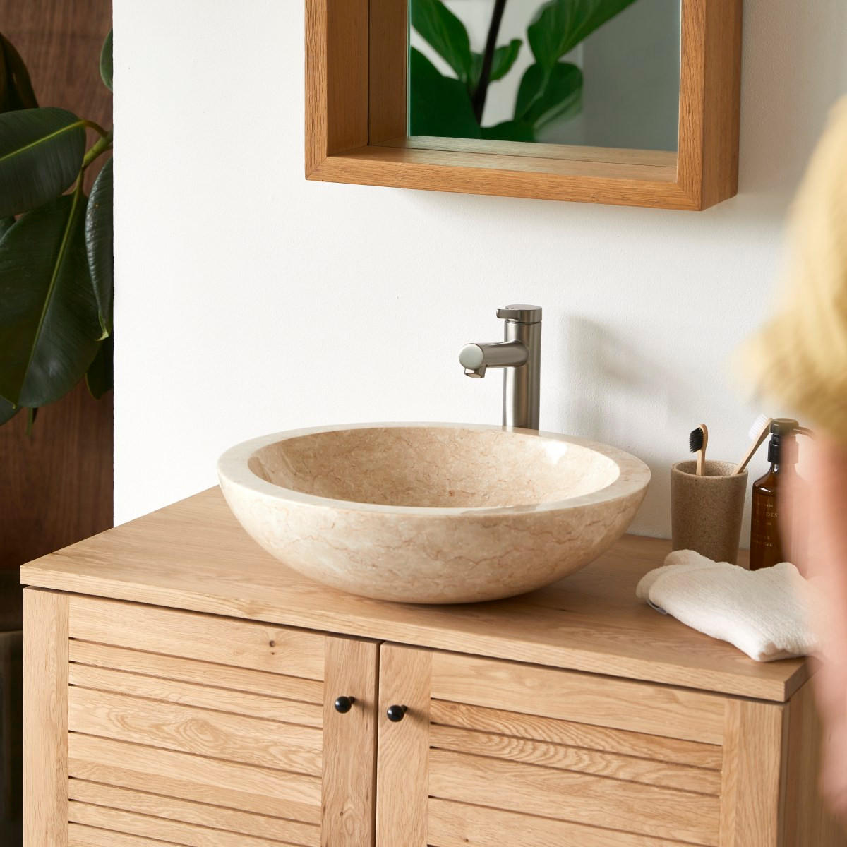 WASCHBECKEN Calypso Beige aus Marmor - Beige, Stein (43/12/43cm) - Tikamoon