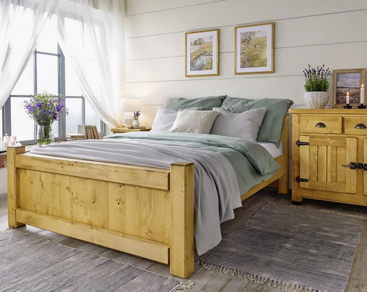 BETT aus Massivholz VINTAGE - Honig, Holz (140/200cm) - Seart