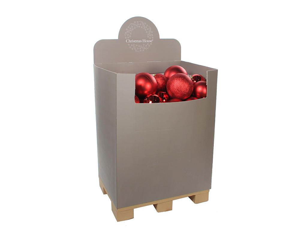 WEIHNACHTSBAUMSCHMUCK-SET BASIC RED, 74-teilig, für Weihnachtsbäume 300–600 cm - Rot, Kunststoff (60/50/80cm) - LAALU