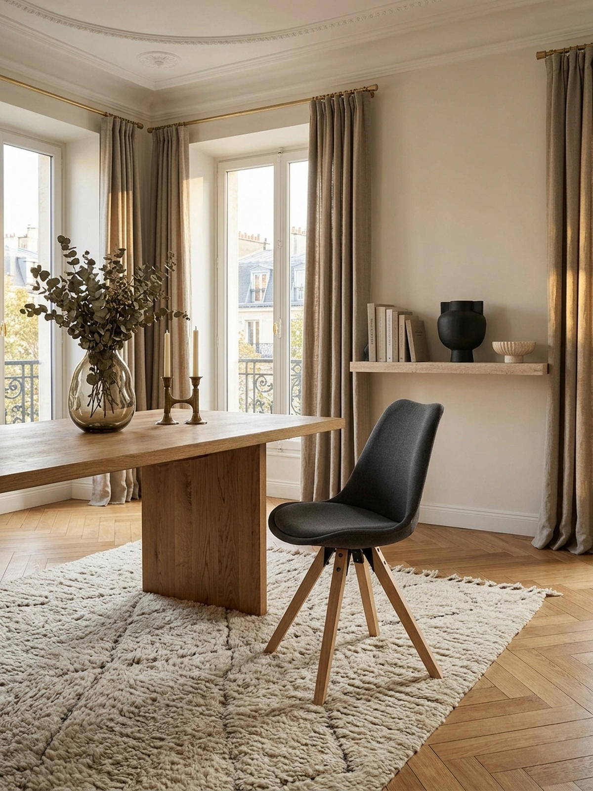 ESSZIMMERSTUHL 2er Set Stoffbezug mit Holzgestell Skandinavisch gepolstert, Anthrazit 49x52x87 cm - Anthrazit/Beige, Holz/Textil (49/87/52cm) - KADIMA DESIGN