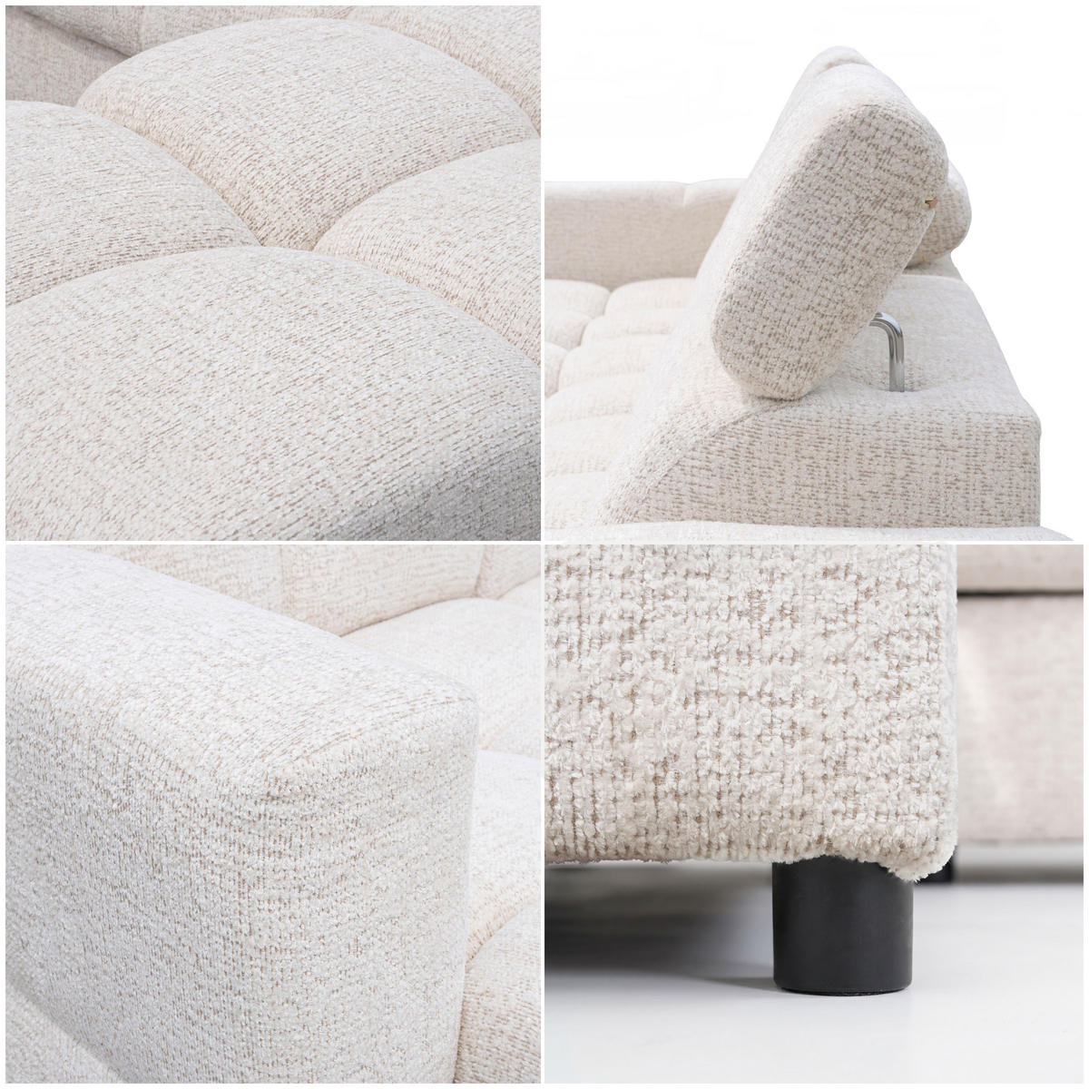 WOHNLANDSCHAFT BELUNO mit Schlaffunktion und Bettkasten Beige - Beige/Schwarz, Kunststoff/Textil (302/84/160cm) - Idohome