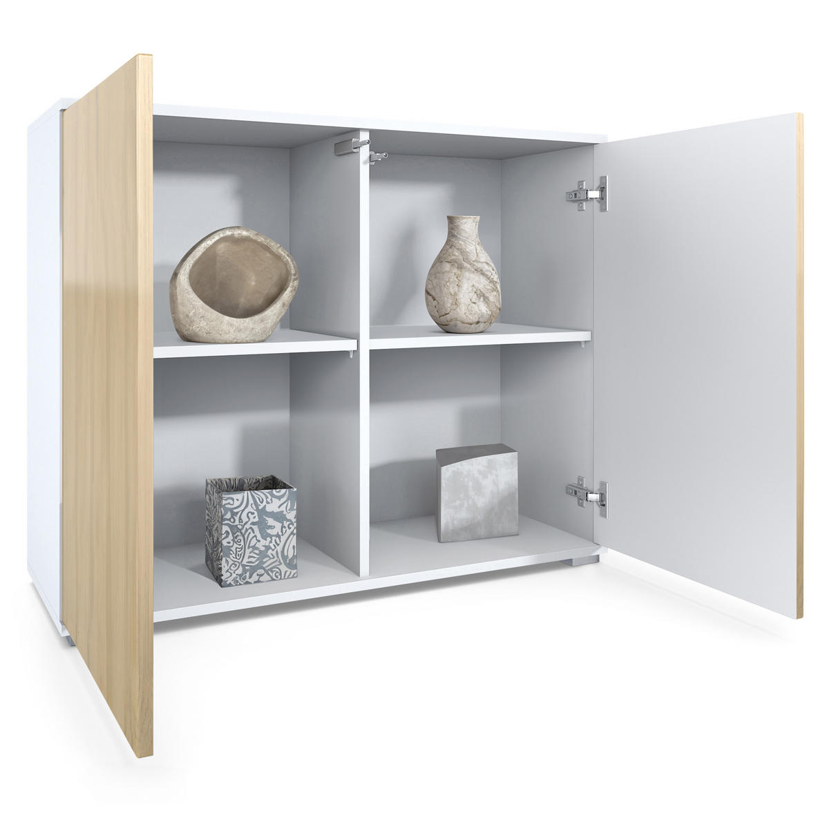 KOMMODE Skadu Grau Hochglanz - Grau, Holzwerkstoff (92.5/75.5/35cm) - Vladon