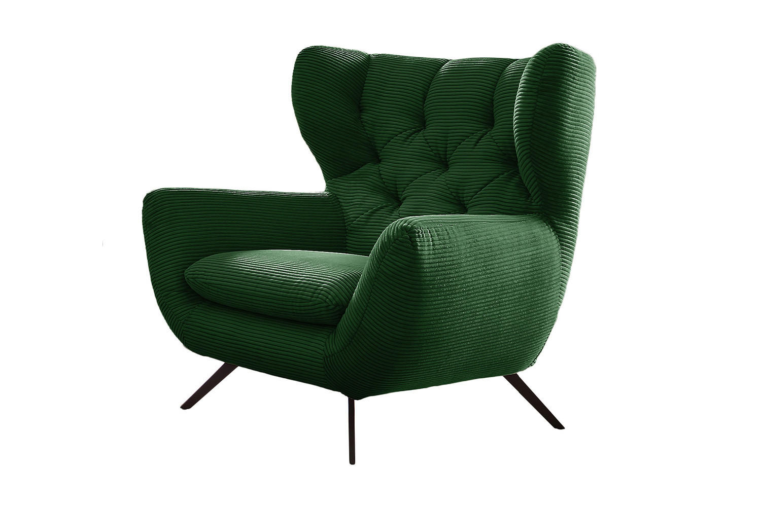 SESSEL CHARME Smaragdgrün Cord - Smaragdgrün/Schwarz, Textil/Metall (100/106/95cm) - KAWOLA