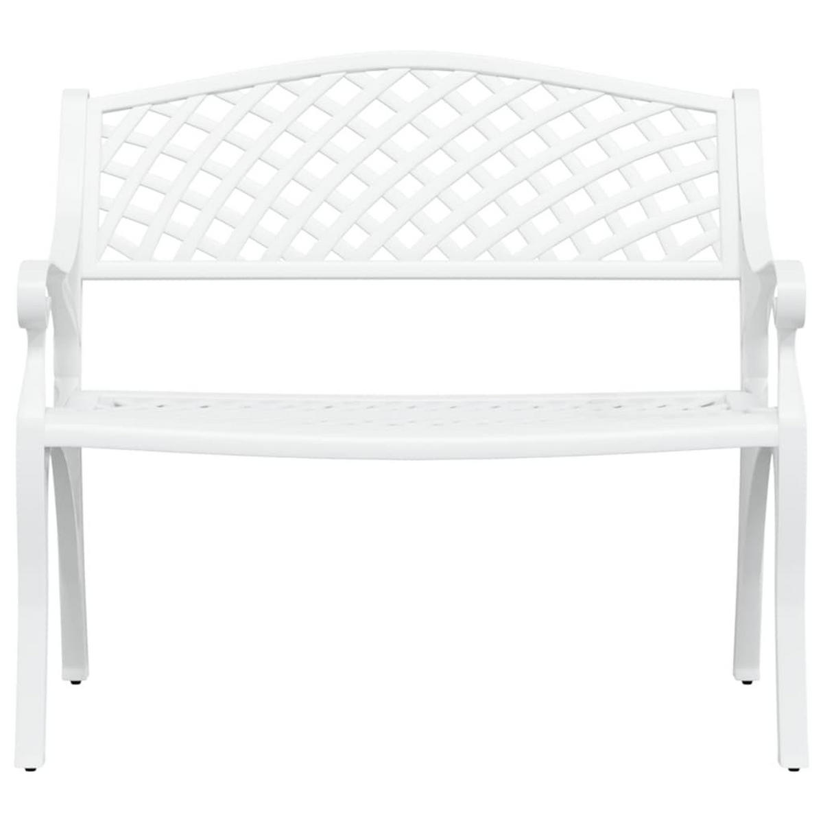 GARTENBANK 102 cm Aluminiumguss Weiß - Weiß, Metall (102/83/50cm) - furnicato