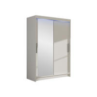 KLEIDERSCHRANK Miami VI, mit RGB LED Beleuchtung - Silberfarben/Weiß, Holzwerkstoff/Kunststoff (120/200/58cm) - MIRJAN24