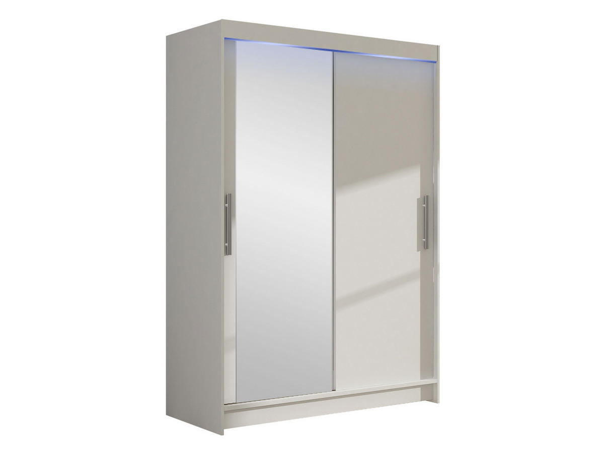KLEIDERSCHRANK Miami VI, mit RGB LED Beleuchtung - Silberfarben/Weiß, Holzwerkstoff/Kunststoff (120/200/58cm) - MIRJAN24