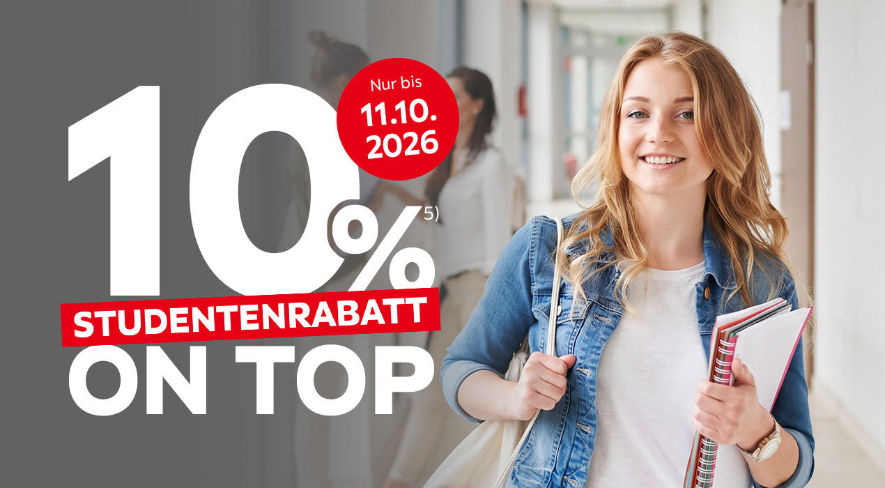 10% Studentenrabatt on top - Nur bis 11.10.2026