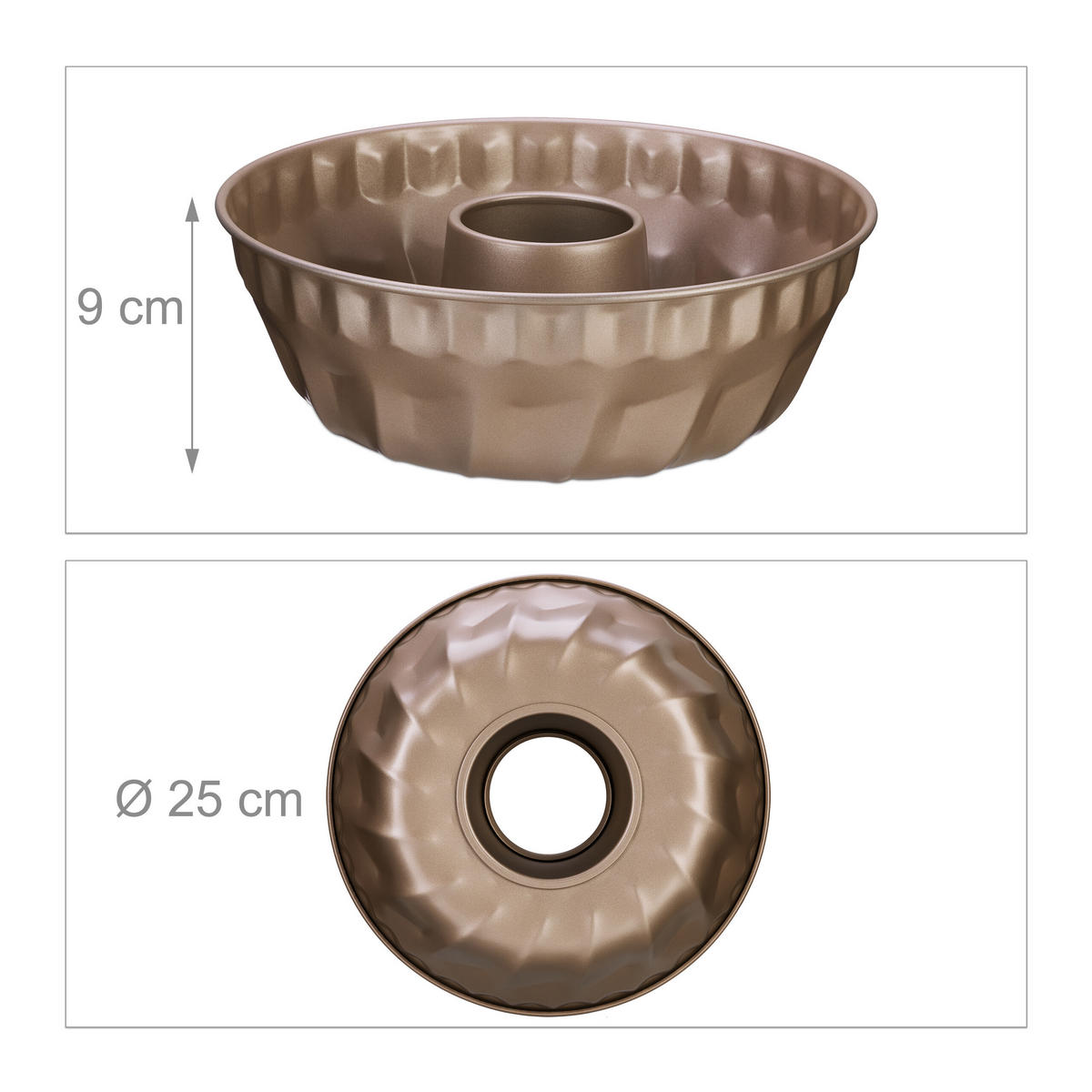 GUGELHUPFFORM - Beige, Metall (25/9cm) - Relaxdays