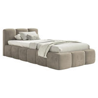 POLSTERBETT Cloudy Low Graubeige Samt, 90x200 cm - Taupe/Schwarz, Kunststoff/Textil (90/200cm) - Selsey