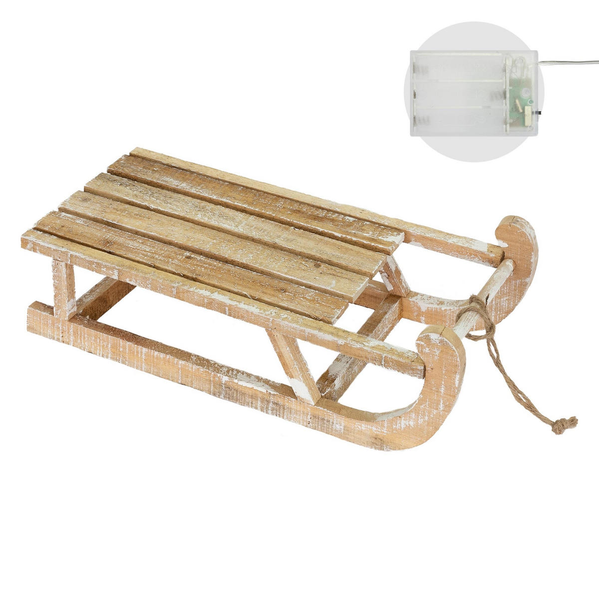 WEIHNACHTSSCHLITTEN 50,5 cm Braun aus Holz mit LED - Braun, Holz (23.5/13.5/50.5cm) - ECD-Germany