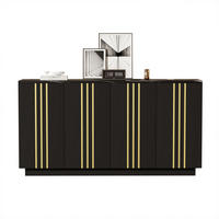 SIDEBOARD Schwarz Gold 4 Türen 140cm verstellbar Modern Schrank - Schwarz, Holzwerkstoff (35/70/140cm) - FLIEKS